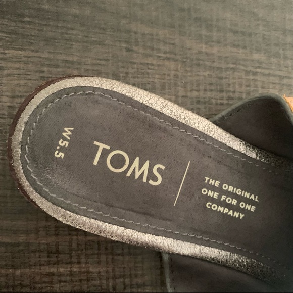 Toms metallic pewter Jutti mules slip-on size 5.5 - Picture 8 of 9